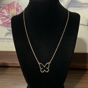 Gold plated stainless steel butterfly necklace
